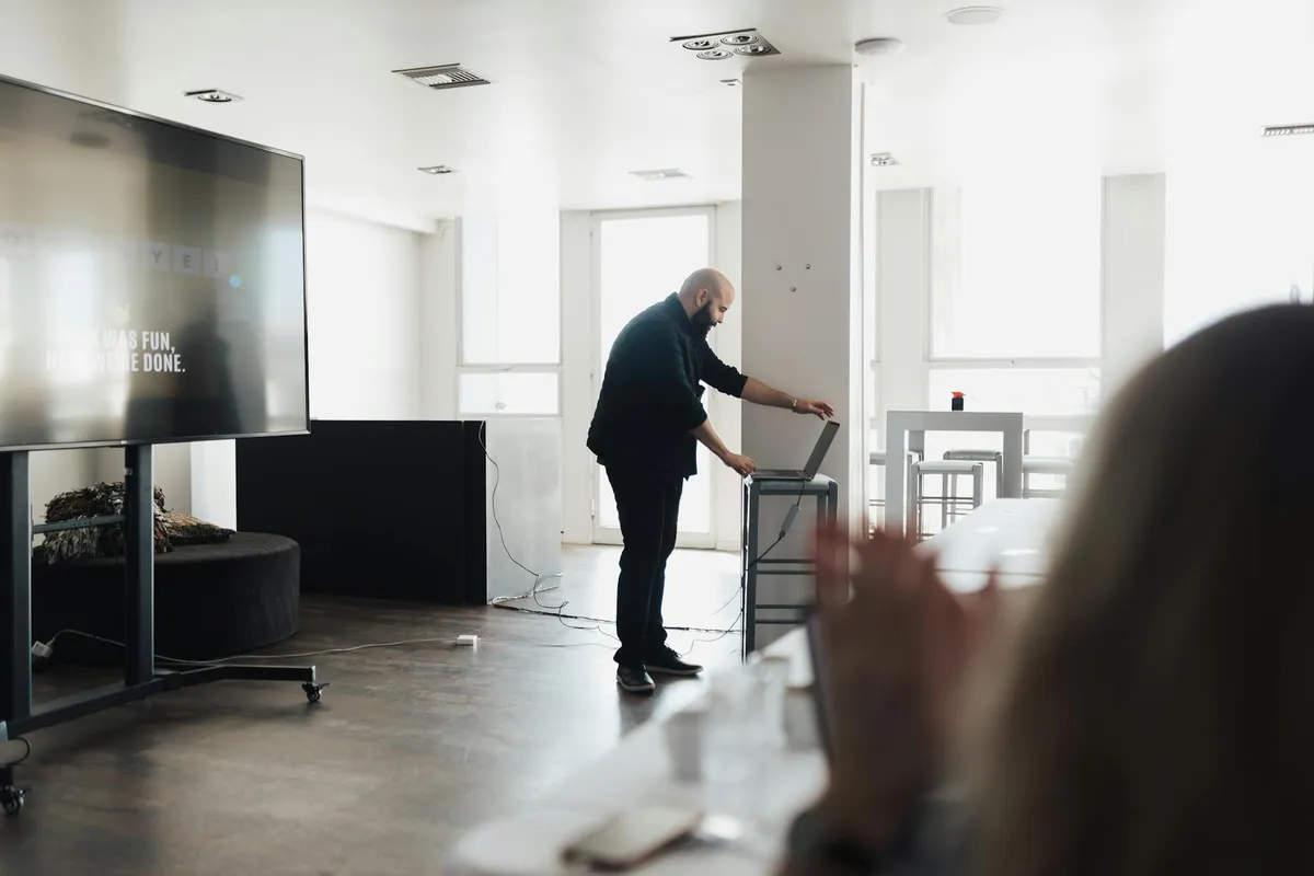 Business presentation in a meeting room