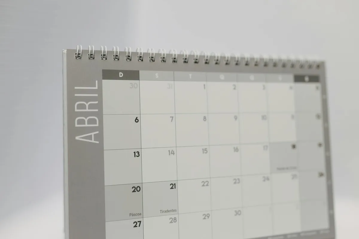 Office calendar and planner on a desk